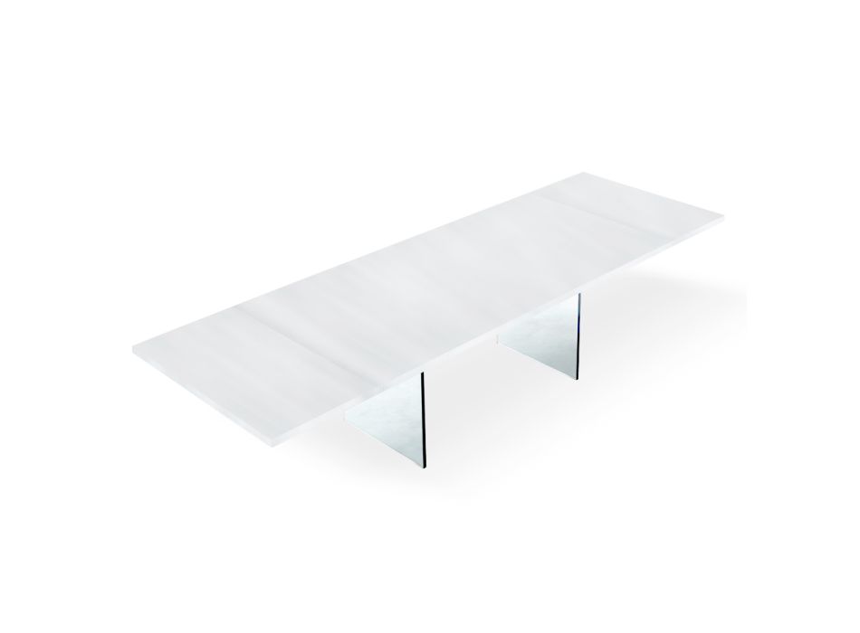 Modern Extendable Table to 300 cm in Laminate and Glass Made in Italy - Tear Viadurini