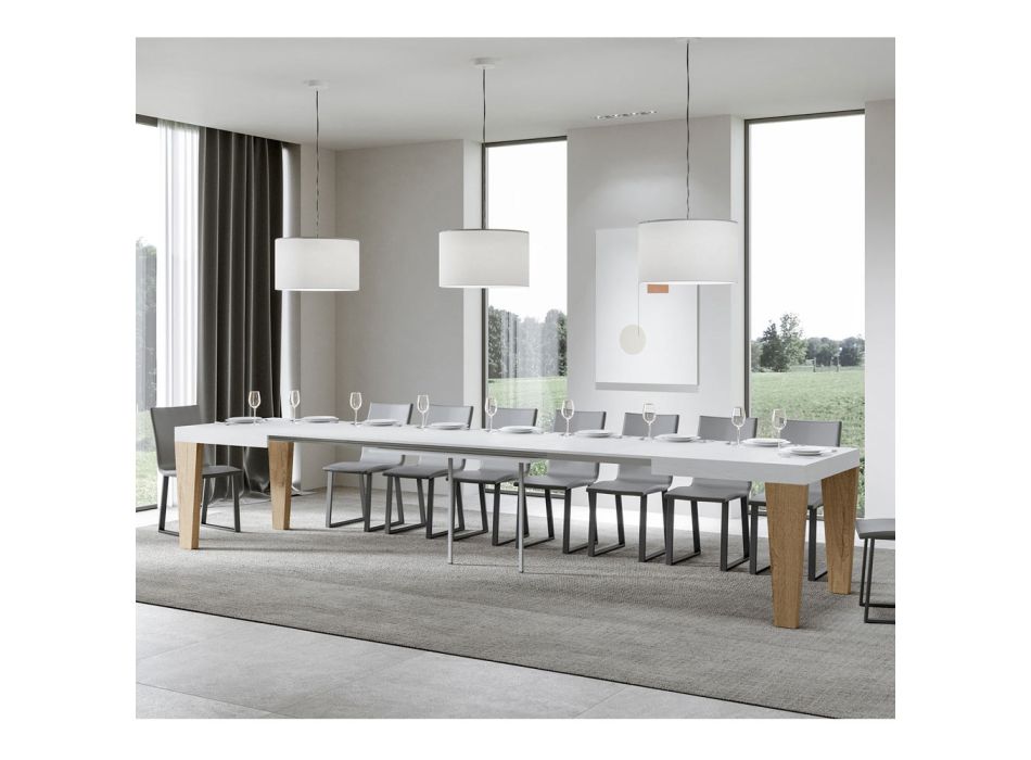 Modern Extendable Table to 440 cm in Made in Italy Wood - Mountain Viadurini