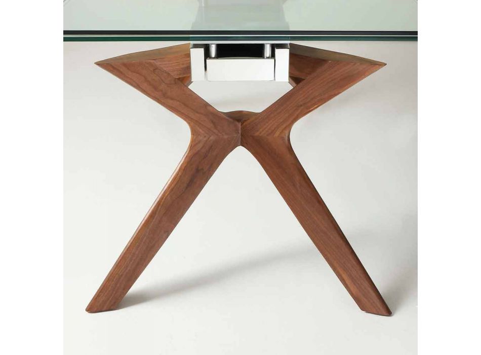 Modern extendable table in stainless steel and Kentucky tempered glass Viadurini