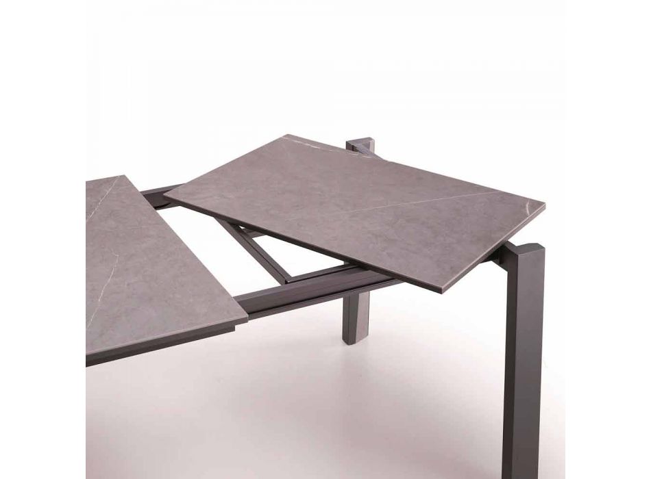 Modern extendable table in stoneware and beech wood made in Italy Duccio Viadurini