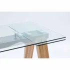 Modern extendable table in glass and natural solid wood Florida Viadurini
