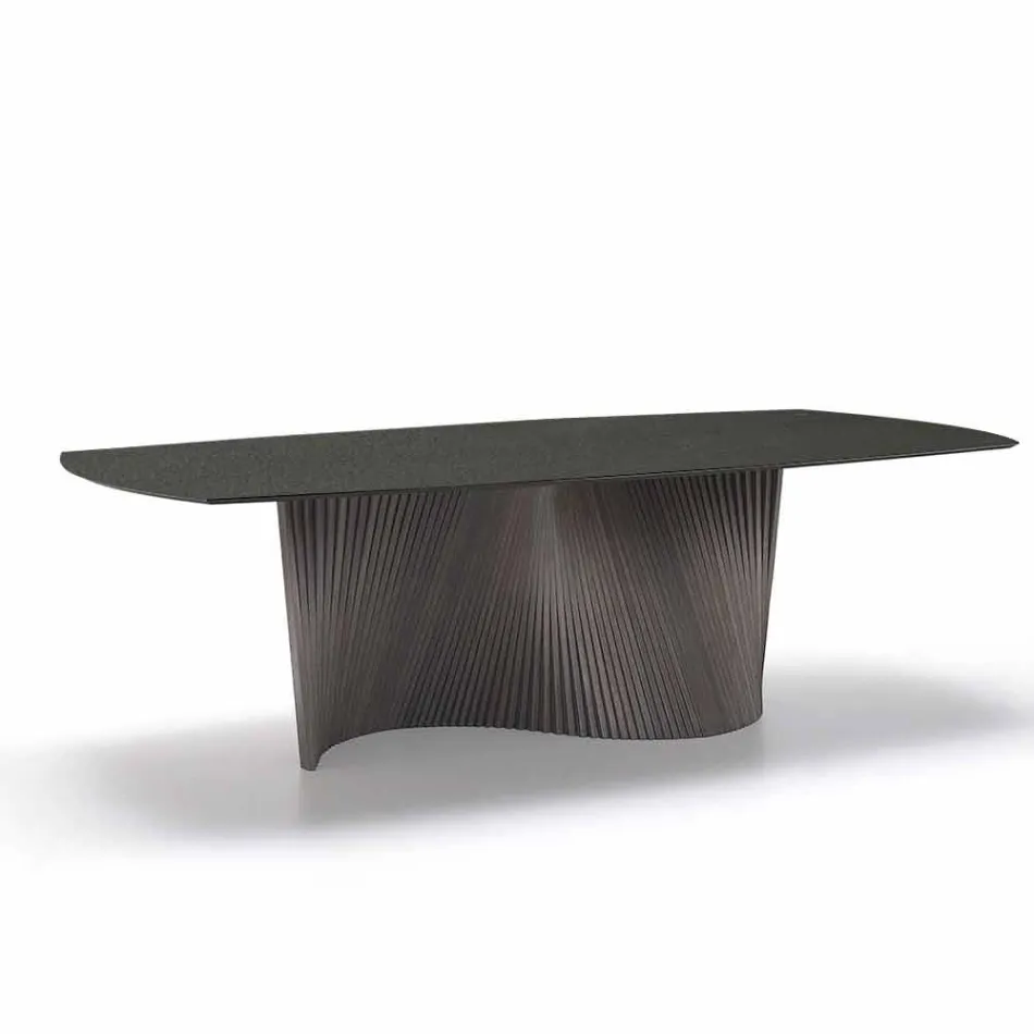 Modern table with marble effect stoneware top made in Italy, Adrano Viadurini