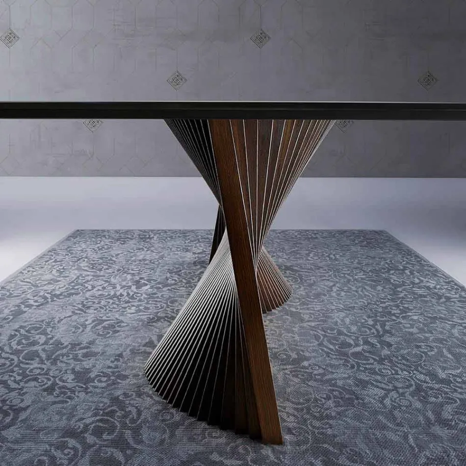Modern table with marble effect stoneware top made in Italy, Adrano Viadurini