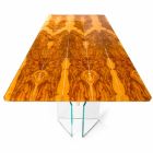 Modern olive wood table and rectangular glass Portofino Viadurini