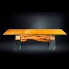 Modern olive wood table and rectangular glass Portofino Viadurini