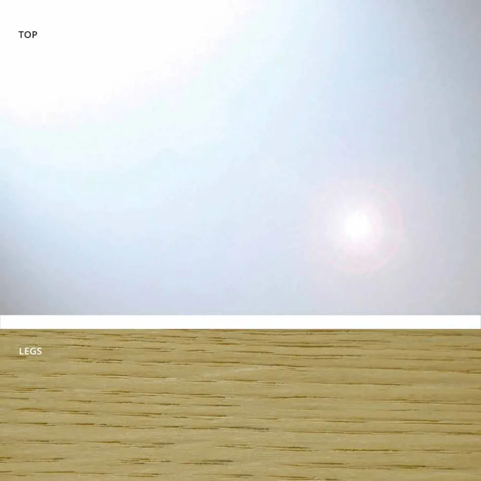 Modern table in glass and natural oak produced in Italy Acciano Viadurini