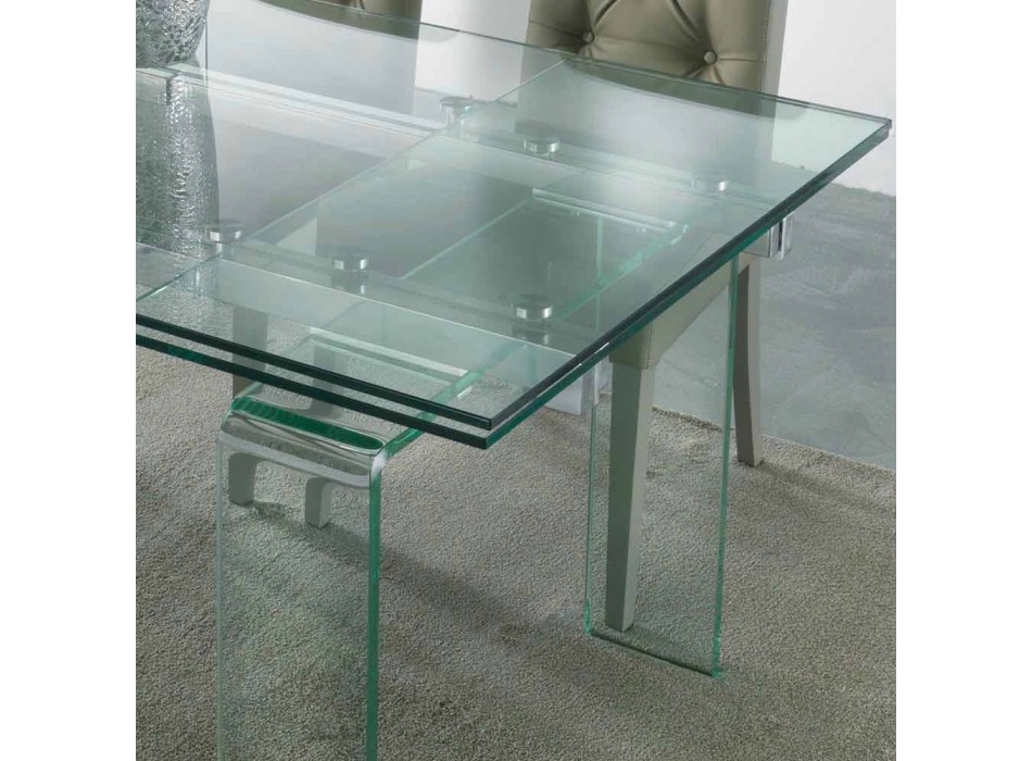 Modern table entirely in Atlanta transparent tempered glass Viadurini