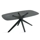 180x100 cm Oval Table in Smoked Hammered Glass and Metal - Domus Viadurini