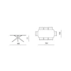 180x100 cm Oval Table in Smoked Hammered Glass and Metal - Domus Viadurini