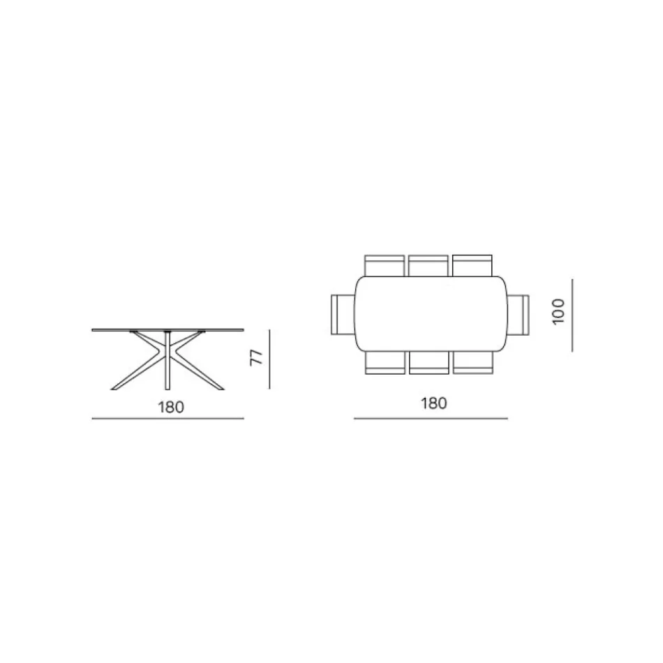 180x100 cm Oval Table in Smoked Hammered Glass and Metal - Domus Viadurini