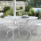 Oval Garden Table Made Entirely of Metal - Archive Viadurini