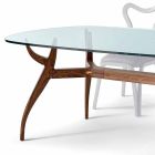 Modern design wooden oval dining table, L197xP109 cm, Fraco Viadurini