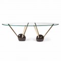 Oval dining table Zoe with glass top, made in Italy, modern design