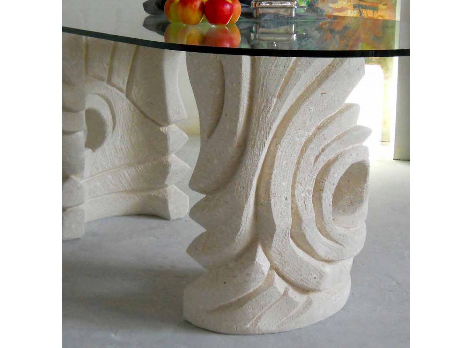 Petra oval table with modern design glass top Erinni Viadurini