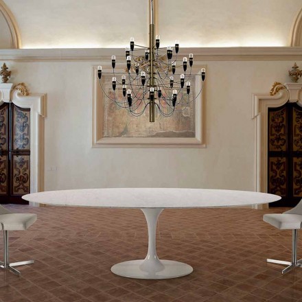 Modern Oval Table in Carrara or Black Marquinia Marble Made in Italy – Dollars Viadurini