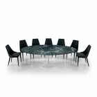 Modern Oval Table in Carrara or Black Marquinia Marble Made in Italy – Dollars Viadurini