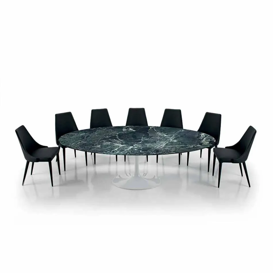 Modern Oval Table in Carrara or Black Marquinia Marble Made in Italy – Dollars Viadurini