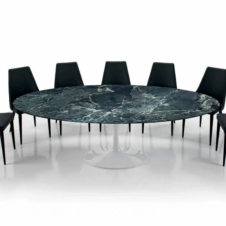 Modern Oval Table in Carrara or Black Marquinia Marble Made in Italy – Dollars Viadurini