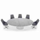 Modern Oval Table in Carrara or Black Marquinia Marble Made in Italy – Dollars Viadurini