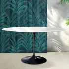 Saarinen Tulip Oval Table H 74 cm in Glossy White Florim Ceramic - Scarlet Viadurini