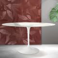 Oval Tulip Saarinen Table H 74 cm in Matt Florim Statuario Ceramic - Scarlet