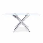 Homemotion Dining Room Table with Tempered Glass Top - Denda Viadurini