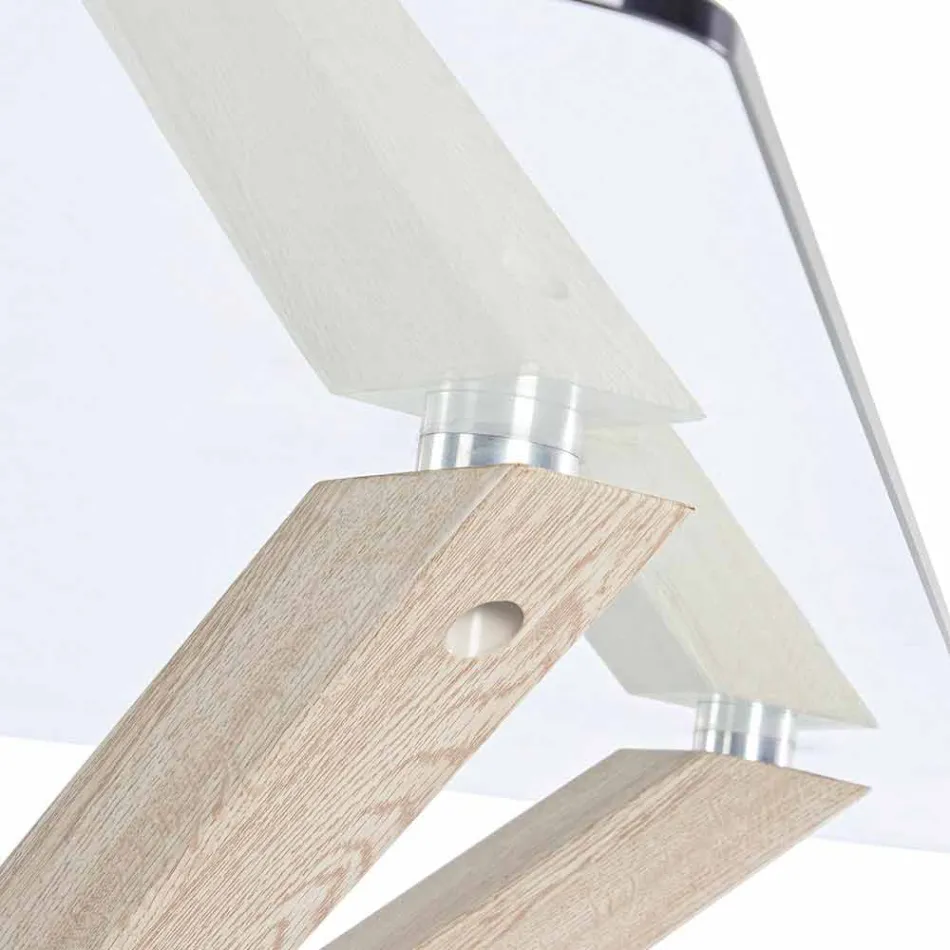 Homemotion Dining Room Table with Tempered Glass Top - Denda Viadurini