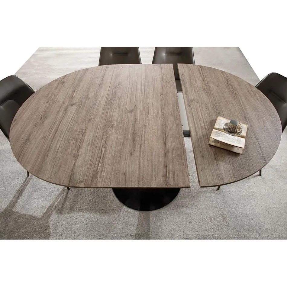 Dining Room Table with Extendable Round Top Up to 170 cm - Moreno Viadurini