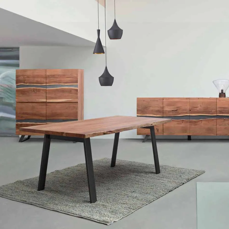 Design Dining Room Table in Wood and Steel Homemotion - Cannes Viadurini