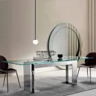 Table Top in Extra-clear Glass and Metal Legs 3 Finishes 4 Sizes - Speck Viadurini