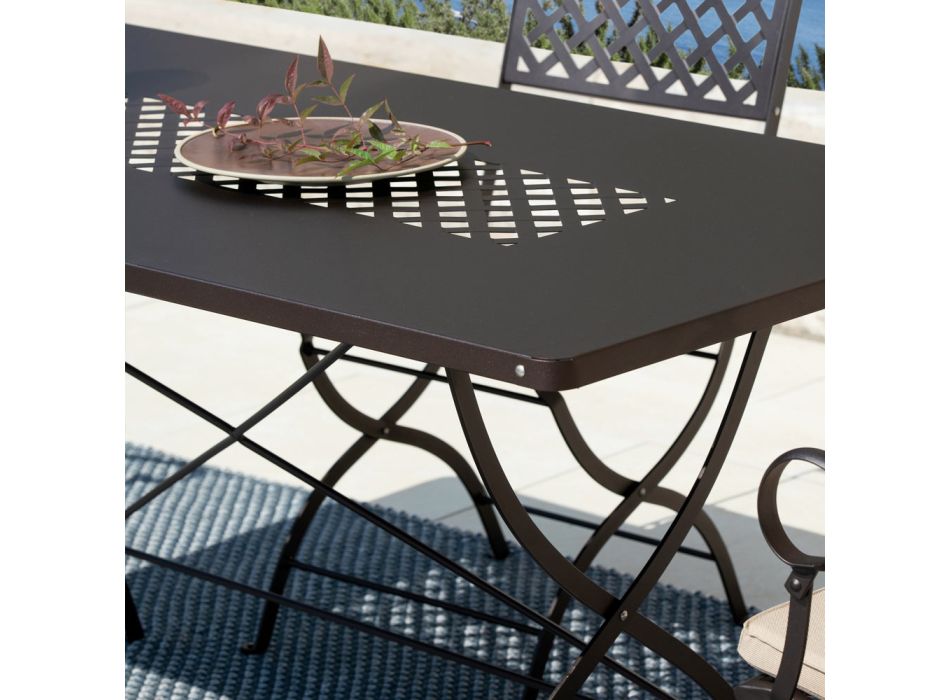 Galvanized Steel Outdoor Folding Table Made in Italy - Selvaggia Viadurini