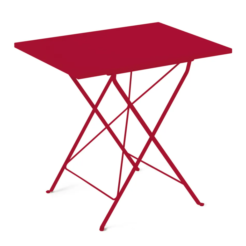 Folding Garden Table in Galvanized Steel Made in Italy - Akila Viadurini
