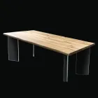 Plated Table in Knotted Masellato Oak and Crystal Made in Italy - Vicente Viadurini
