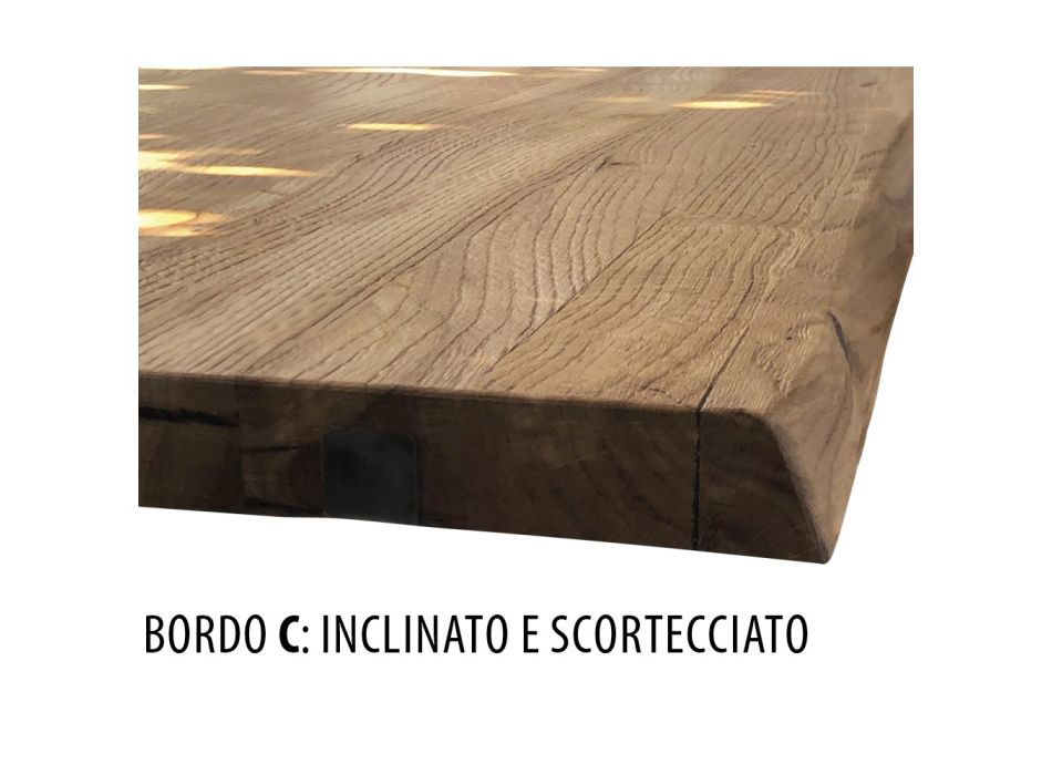 Plated Table in Knotted Masellato Oak and Metal Made in Italy - Luanda Viadurini