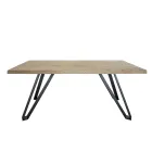 Plated Table in Knotted Masellato Oak and Metal Made in Italy - Luanda Viadurini
