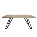 Plated Table in Veneered Knotted Oak and Metal Made in Italy - Luanda