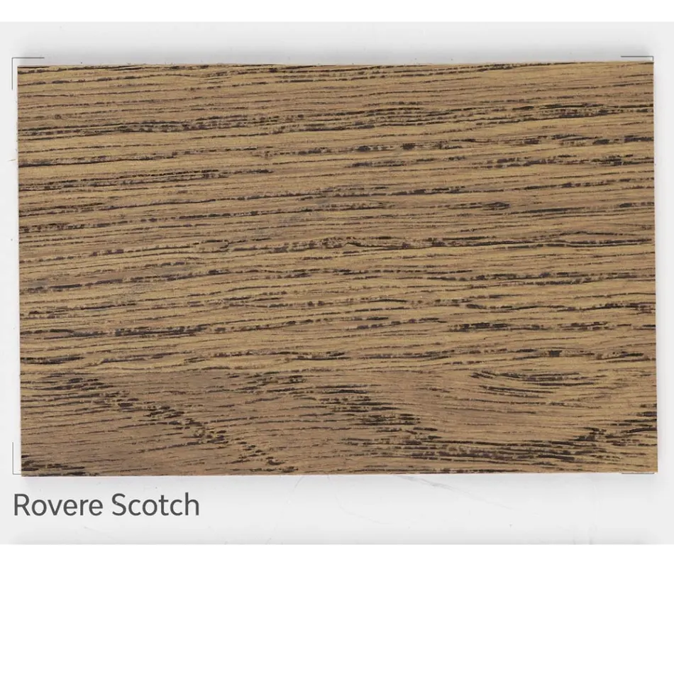 Plated Table in Veneered Knotted Oak and Metal Made in Italy - Luanda Viadurini