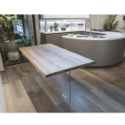 Solid Oak Plated Table and Crystal Base Made in Italy - Noelia Viadurini