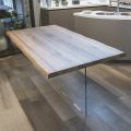 Solid Oak Plated Table and Crystal Base Made in Italy - Noelia