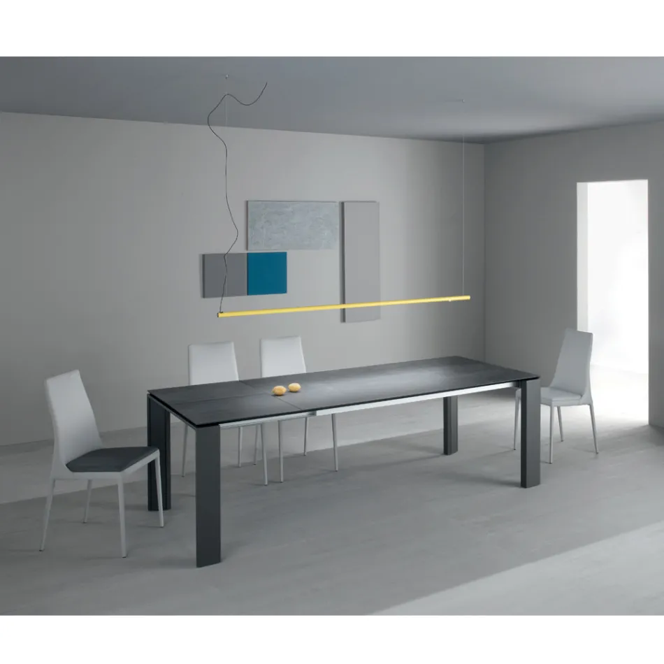 Dining Table Extendable to 2.8 m Metal and Matt Ceramic Top - Rashid Viadurini