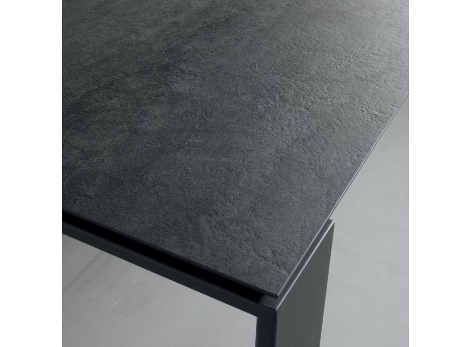 Dining Table Extendable to 2.8 m Metal and Matt Ceramic Top - Rashid Viadurini