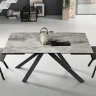 Dining Table Extendable to 240 cm Marble Effect and Metal Structure - Yvan Viadurini