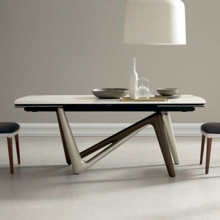 Dining Table Extendable to 294 cm Polished Ceramic and Polyurethane - Stalto Viadurini