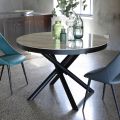 Extendable Round Dining Table Up to 165 cm in Steel and Ceramic - June