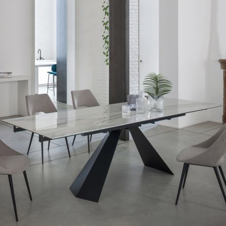 Extendable Dining Table Up to 270 cm with Ceramic Glass Top - Trasimeno Viadurini