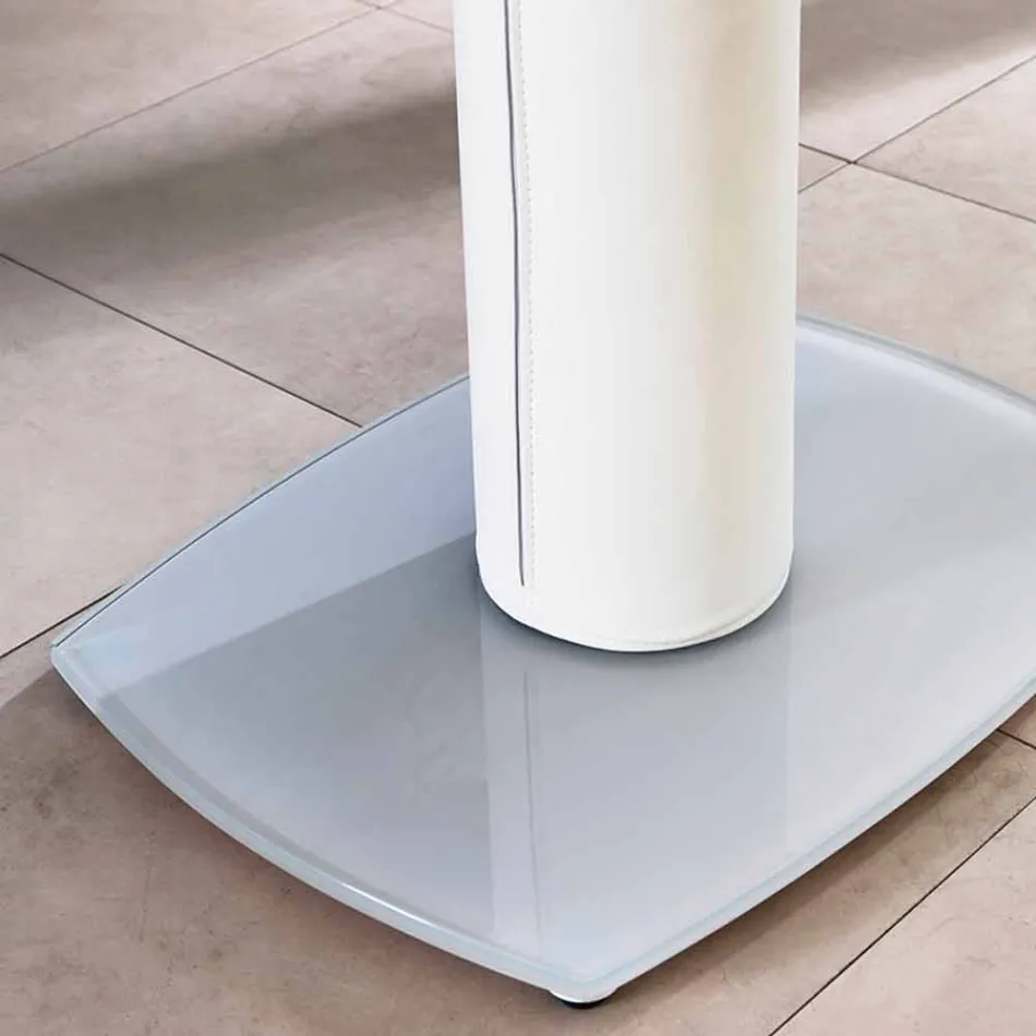 Extendable dining table in glass and imitation leather, L120 / 180xP90cm, Lelia Viadurini