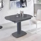 Extendable dining table in glass and imitation leather, L120 / 180xP90cm, Lelia Viadurini