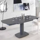Extendable dining table in glass and imitation leather, L120 / 180xP90cm, Lelia Viadurini