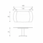 Extendable dining table in glass and imitation leather, L120 / 180xP90cm, Lelia Viadurini