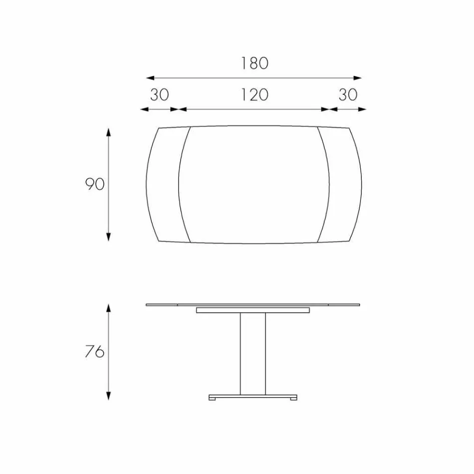 Extendable dining table in glass and imitation leather, L120 / 180xP90cm, Lelia Viadurini